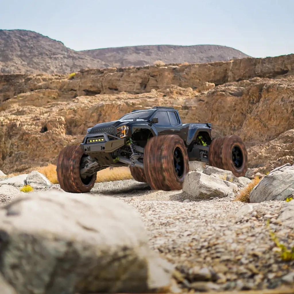 Rlaarlo Omni-Terminator RC monster truck climbing desert rocks