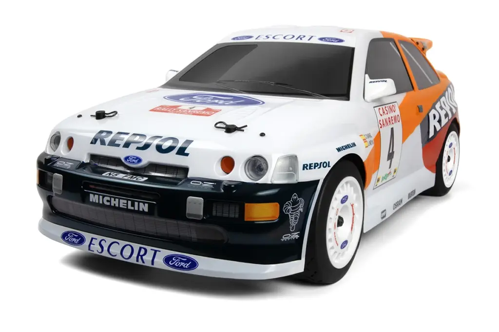 HPI Racing WR8 3.0 Ford Escort RS Cosworth RC rally car in Repsol livery